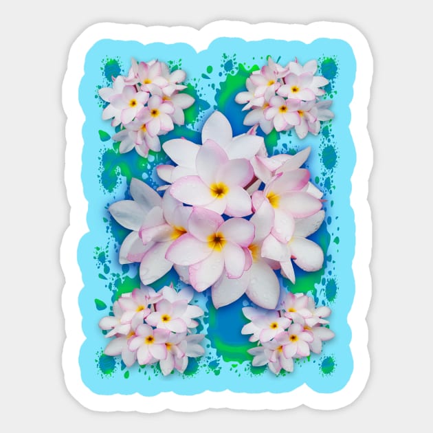 Plumeria Bouquet Exotic Summer Pattern Sticker by BluedarkArt